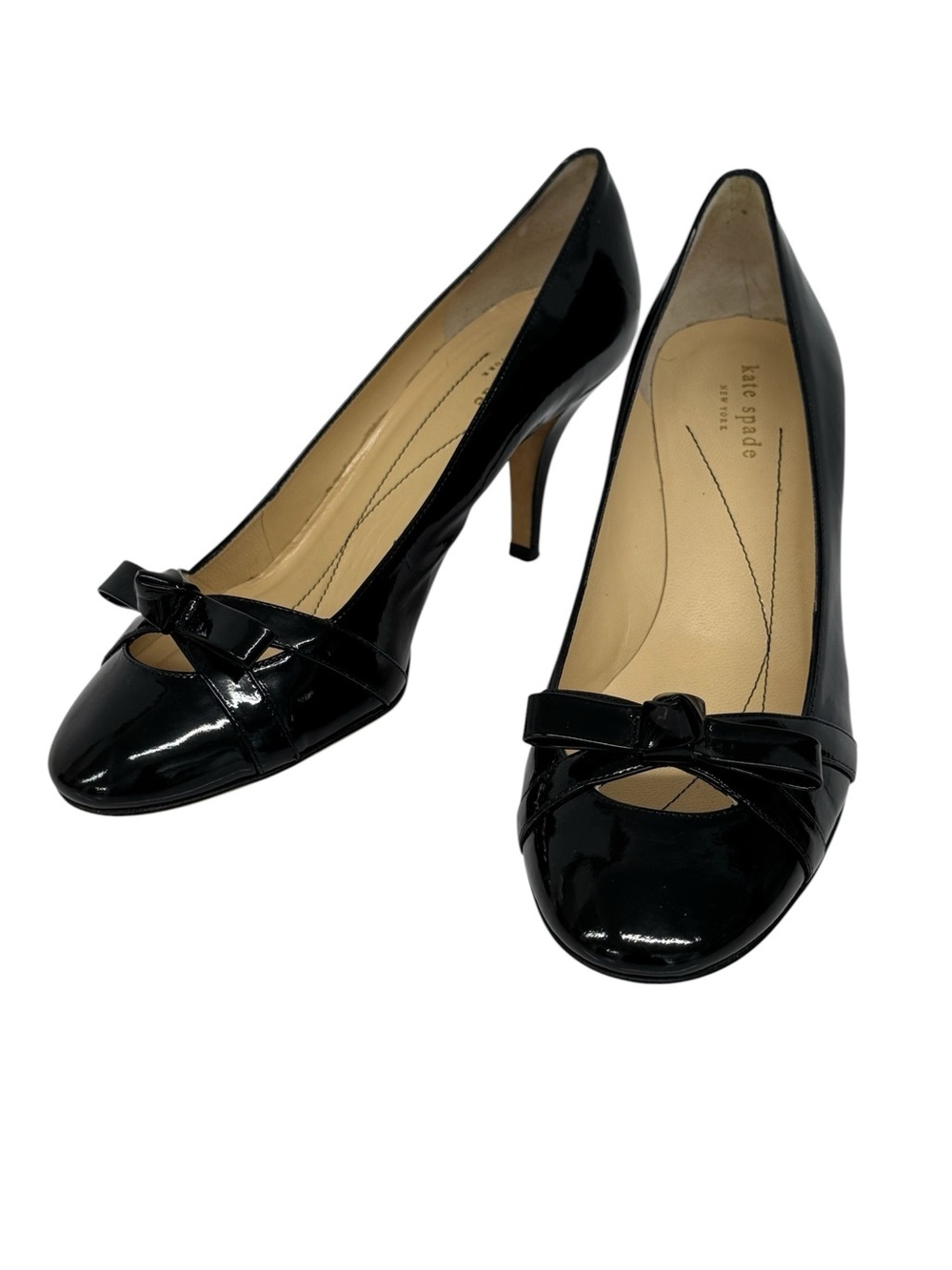 Kate Spade New York Women's Black Patent Leather Pointed Toe Bow Stiletto Pumps